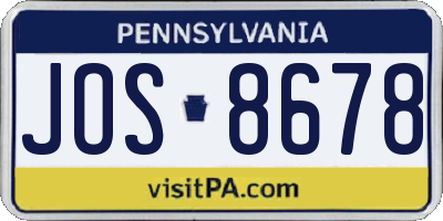 PA license plate JOS8678