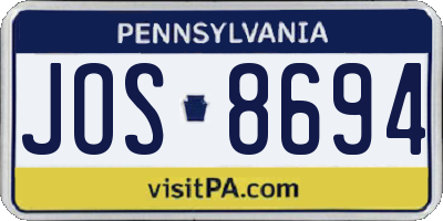 PA license plate JOS8694
