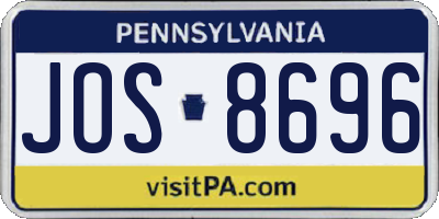 PA license plate JOS8696