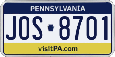 PA license plate JOS8701
