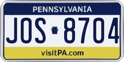 PA license plate JOS8704