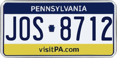 PA license plate JOS8712