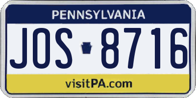 PA license plate JOS8716