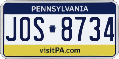PA license plate JOS8734