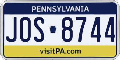 PA license plate JOS8744