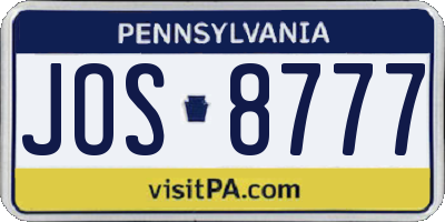 PA license plate JOS8777