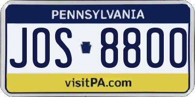 PA license plate JOS8800
