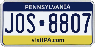 PA license plate JOS8807