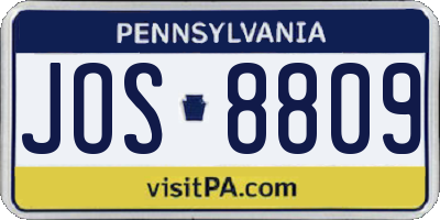 PA license plate JOS8809