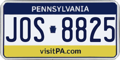 PA license plate JOS8825