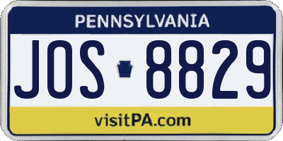PA license plate JOS8829