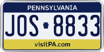 PA license plate JOS8833