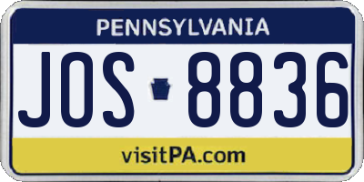 PA license plate JOS8836