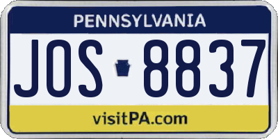 PA license plate JOS8837