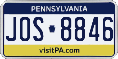 PA license plate JOS8846
