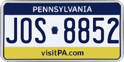 PA license plate JOS8852