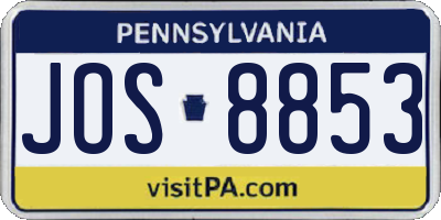 PA license plate JOS8853