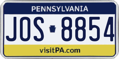 PA license plate JOS8854