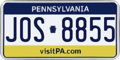 PA license plate JOS8855