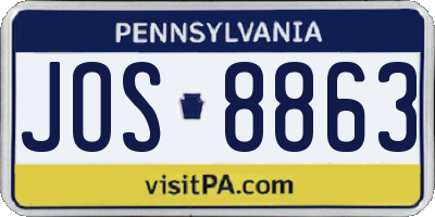 PA license plate JOS8863