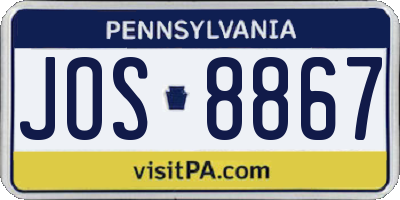 PA license plate JOS8867