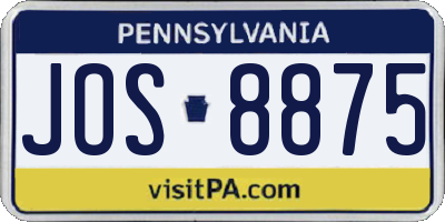 PA license plate JOS8875
