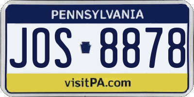 PA license plate JOS8878