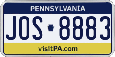 PA license plate JOS8883