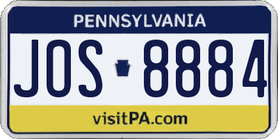 PA license plate JOS8884