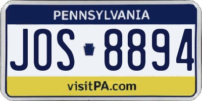 PA license plate JOS8894