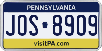 PA license plate JOS8909