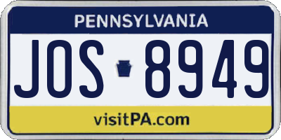 PA license plate JOS8949