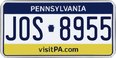 PA license plate JOS8955