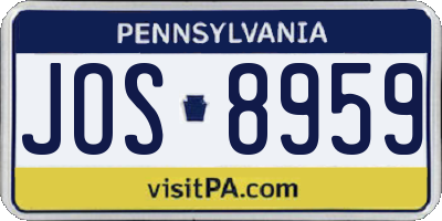 PA license plate JOS8959