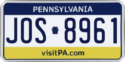 PA license plate JOS8961
