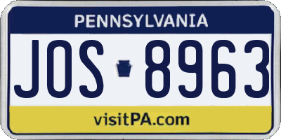 PA license plate JOS8963