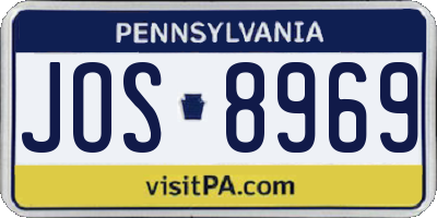 PA license plate JOS8969