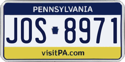 PA license plate JOS8971