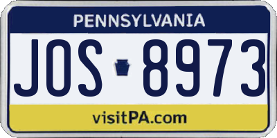 PA license plate JOS8973