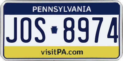 PA license plate JOS8974