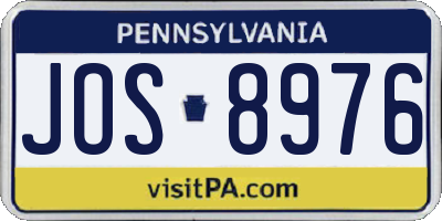 PA license plate JOS8976