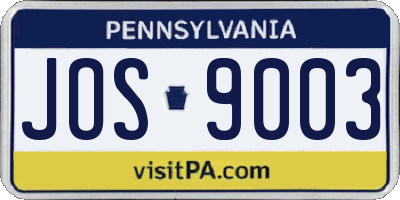 PA license plate JOS9003
