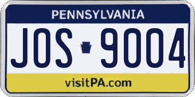 PA license plate JOS9004