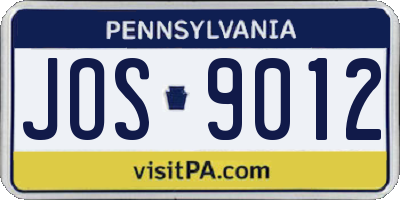 PA license plate JOS9012