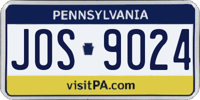PA license plate JOS9024