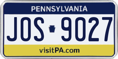 PA license plate JOS9027