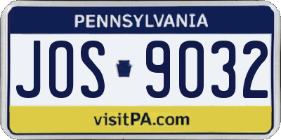 PA license plate JOS9032