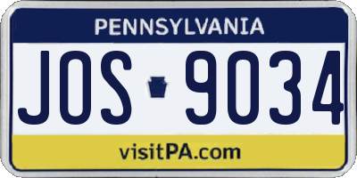 PA license plate JOS9034