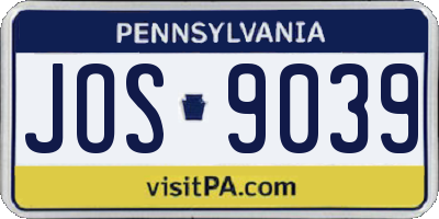 PA license plate JOS9039