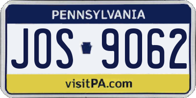 PA license plate JOS9062